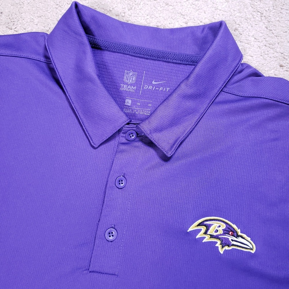 Baltimore Ravens‎ Nike Polo Shirt Men XL Purple Dri-Fit NFL Football Golf Casual